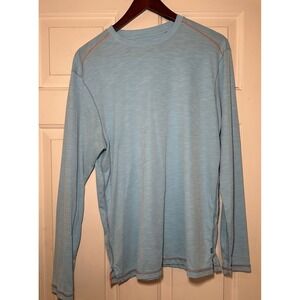 Tommy Bahama Mens Long Sleeve Shirt Size S P Light Blue Tencel Lyocell Blend